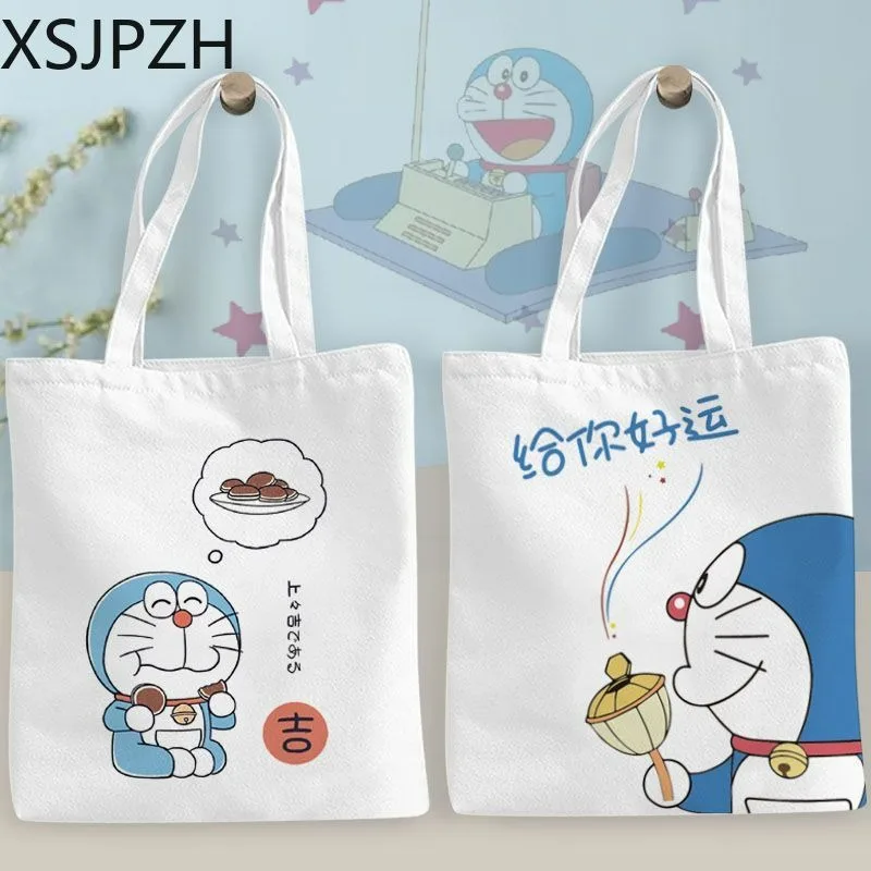 2023 Doraemon Környező Vászon Táska ins Dingdang Macska Kék Kövér Rajzfilm Aranyos Nagy Kapacitású Diák Classbag Kép 1