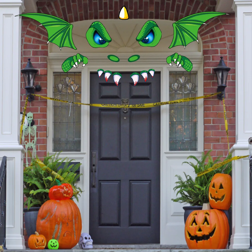 Nagy Méretű Halloween Garázs Ajtó Dekoráció,Szörny Arcát, Szemét a Ház Boltív Kültéri Dekoráció Halloween Ünnepi Dekoráció, Kellékek Kép 5