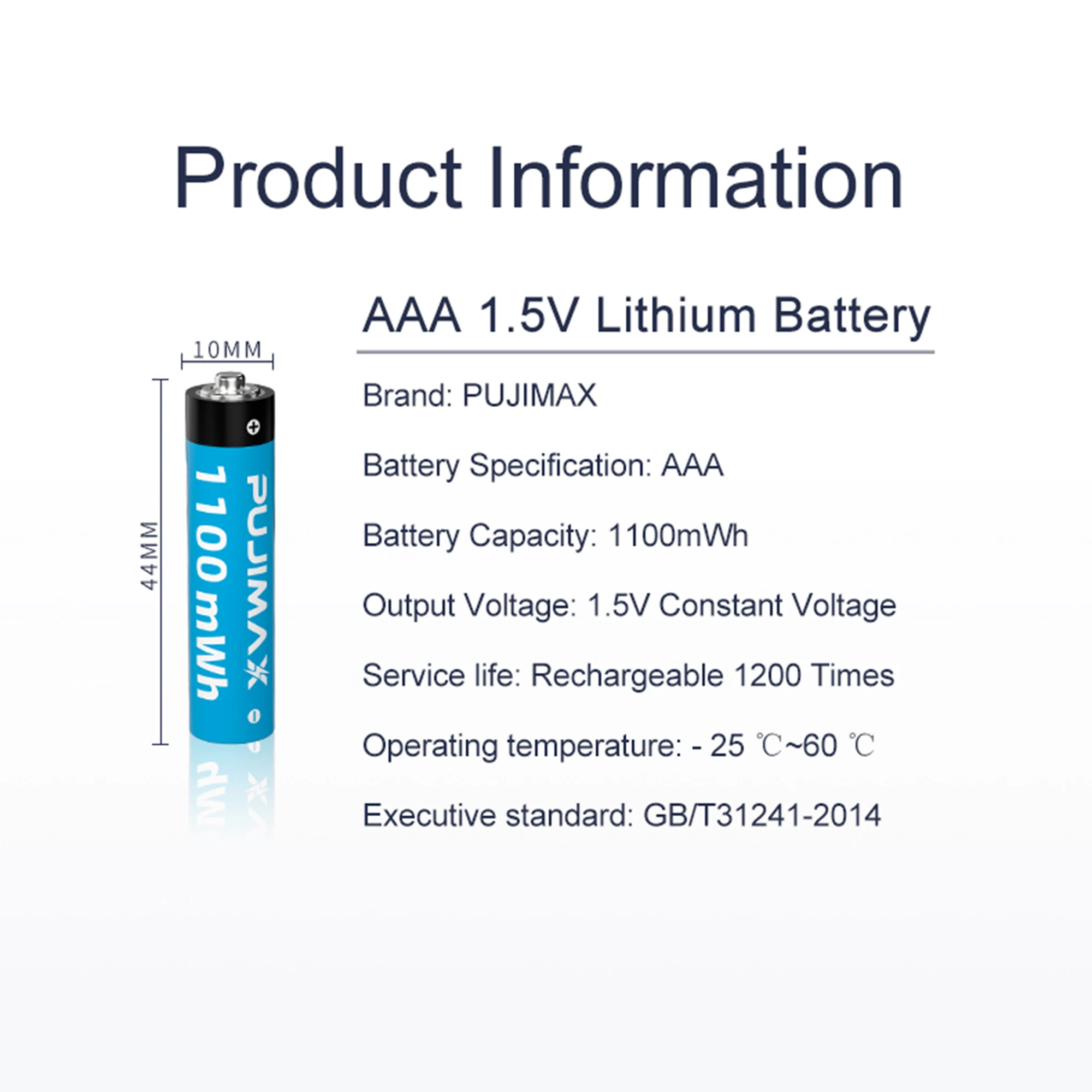 PUJIMAX 100% Eredeti 1,5 V AAA 1100mWh Újratölthető Lítium-ion Akkumulátor USB Töltő +Kábel Akkumulátor Doboz Órák Játék Kép 3