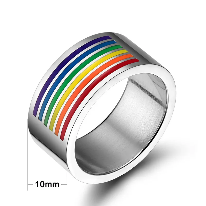 Divat rozsdamentes acél unisex szivárvány Leszbikus, Meleg Gyűrű A Férfiak, mind a Nők Kép 1