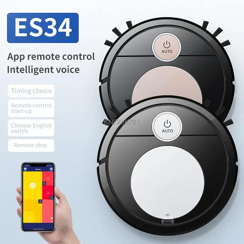 ES34 Haza Intelligens Elsöprő Robot Hang Távirányító ALKALMAZÁS Automatikusan Érintse meg A Három-Az-egyben Porszívó Lusta, Takarító Kép 0
