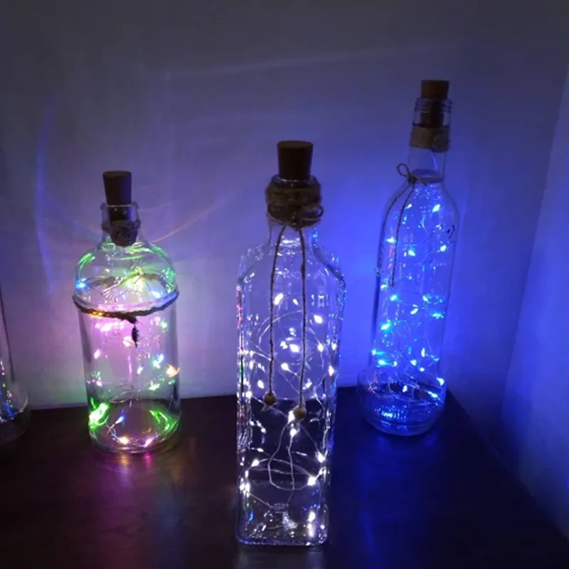 Garland Esküvői Karácsonyi Dekoráció 6db Üveg Dugóval Lámpa Üveg Craft Kerti Réz Drót LED Lámpák Tündér String Lámpa Kép 2