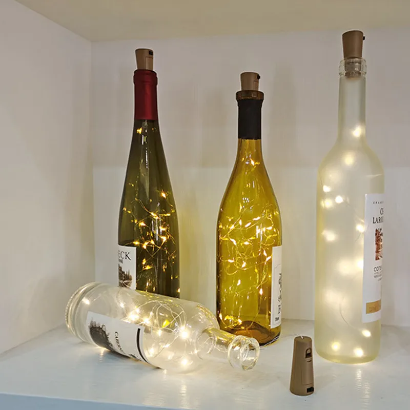 Garland Esküvői Karácsonyi Dekoráció 6db Üveg Dugóval Lámpa Üveg Craft Kerti Réz Drót LED Lámpák Tündér String Lámpa Kép 3