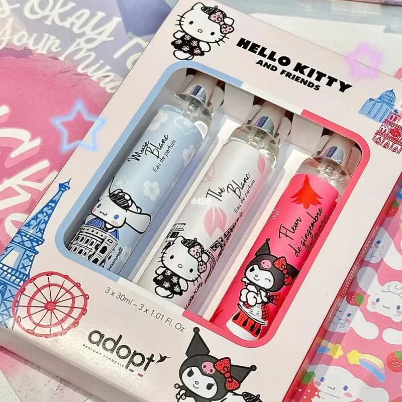 Sanrio Hello Kitty Cinnamoroll Parfüm Szett Anime Hordozható Szexi Tartós Illat Parfüm 90 ml Spray Kawaii Kuromi Kozmetikai Ajándék Kép 5