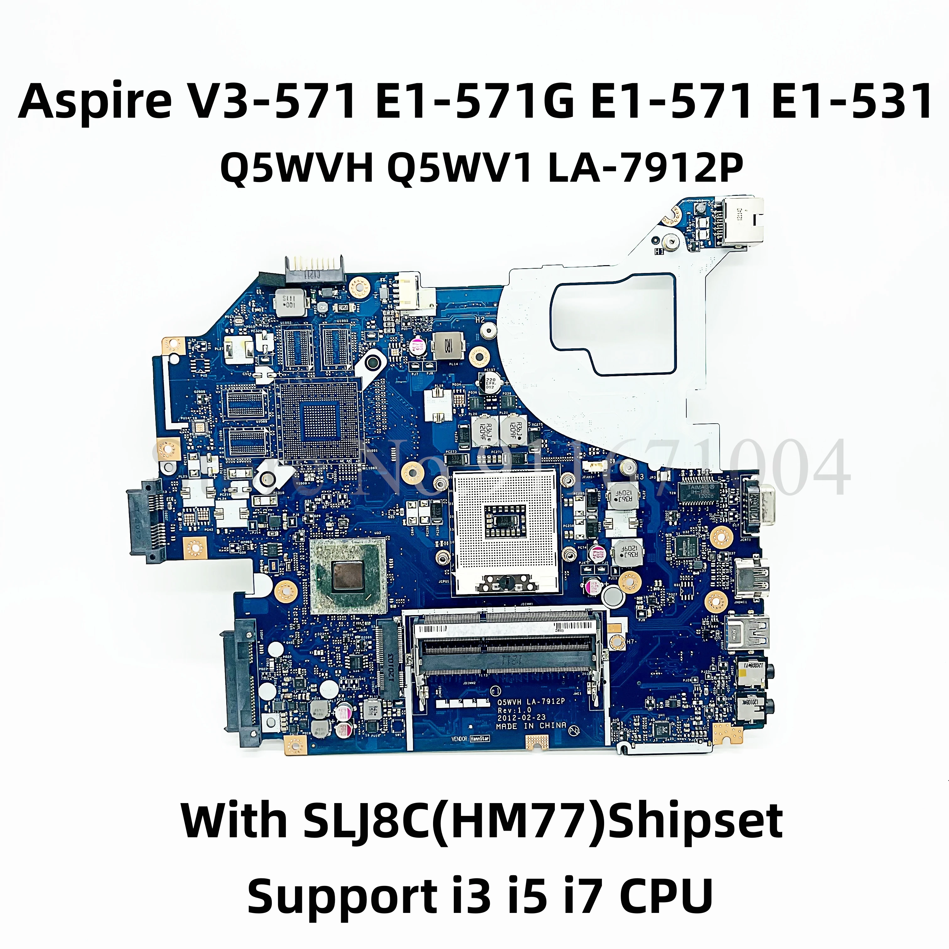 Az Acer Aspire V3-571 E1-571G E1-571 E1-531 Laptop Alaplap Q5WVH Q5WV1 LA-7912P MB A HM70 HM77 Chipset 100% - os Teljes Vizsgált Kép 0