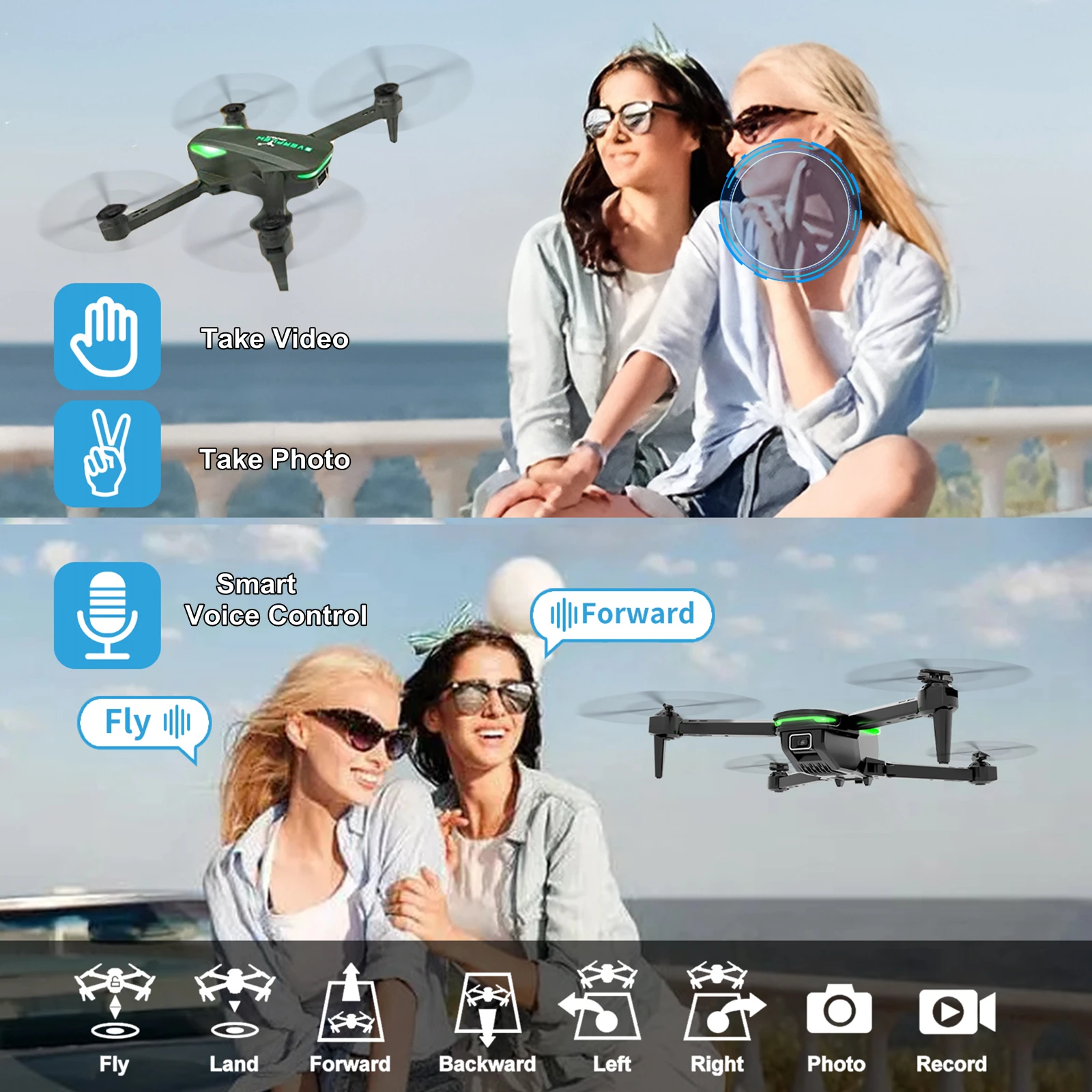 FPV dolgozó Kamera Felnőtt Kezdők, Gyerekek HD 1080P Távirányító Összecsukható RC Mini Quadcopter Fiúk, Lányok Játékok, Ajándékok Kép 3