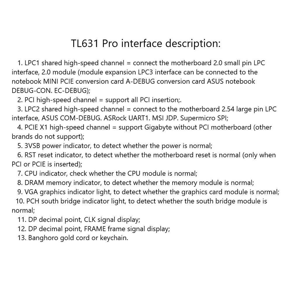 TL631 Pro Többfunkciós Asztali Laptop LPC-DEBUG Post Kártya PCI PCI-E Mini PCI-E Alaplap Diagnosztikai Analyzer Teszter,Egy Kép 4